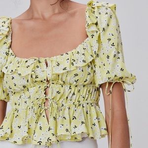 For Love & Lemons Chrysanthemum Crop Top Lemonade